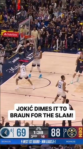 Nikola Jokic with the perfect feed 🤌Christian Braun with the finish 🔨
