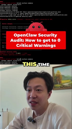 OpenClaw security audit: 0 critical. 0 warnings. That’s how a secure VPS setup should look. Full walkthrough on YouTube at AutomatewithMarc. Link in bio. #openclaw #moltbot #vpssecurity #aiagent #techtok #aiautomation