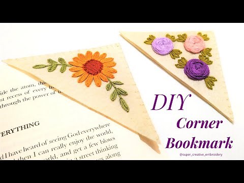 How to make Hand Embroidery Corner Bookmark? Embroidered Bookmark Tutorial for Beginners / Easy DIY