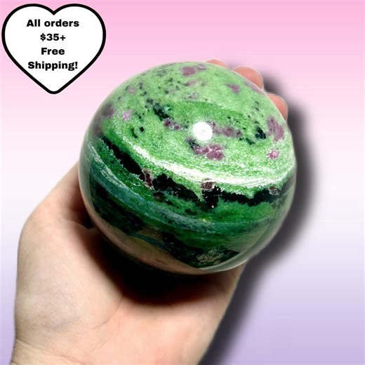 Ruby Zoisite Spheres | Acrylic Stand Included | Natural Crystal Orbs | Emotional & Heart Healing | You Pick! - Etsy