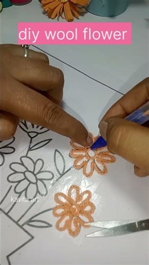 diy wool flower #art#craft#diy#trending#viral Short video