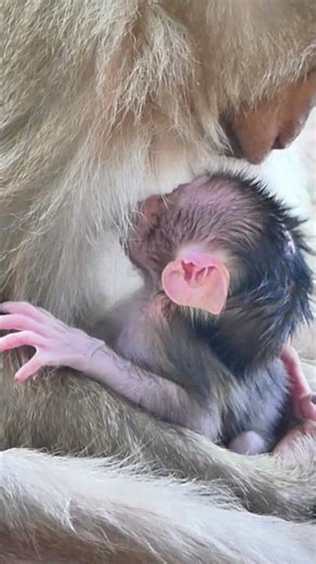Very cute newborn baby and mommy#shortvideo#monkey#baby