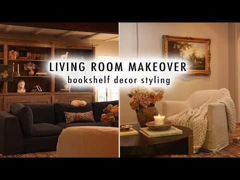 LIVING ROOM MAKEOVER (Before & After) *Bookshelf Decor Styling* | XO MaCenna