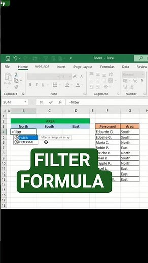 FILTER formula in excel