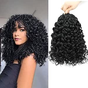 Pre looped Gogo Curl Crochet Hair 14 Inch 8 Packs Short Curly Crochet Hair for Women Pre twisted Ocean Wave Crochet Deep Wave Braiding Hair (14 inch 1B)