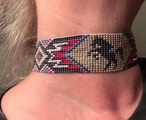 Native Beaded Necklace: Indigenous Hand Loomed Glass Comanche Choker “black Horse Warrior” - Etsy