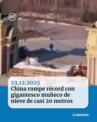 El Universo on Instagram: "Rompieron su propio récord en Navidad. China presume de tener el muñeco de nieve más grande del mundo. Y ... no. No es producto de la inteligencia artificial. Es una obra que mide 19 metros de altura. Un metro más que el del año pasado, informa Xinhua, la agencia noticiosa oficial del país asiático. El colosal muñeco de nieve fue levantado por un grupo de personas en Harbin, una ciudad del noreste de China, ubicada en la provincia de Heilongjiang. La nota completa en e
