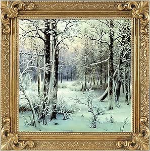 Solid Wood Canvas Frame for 8x8 Oil Paintings, 1.8" Wide Victorian Ornate Frame, Vertical or Horizontal Display for Home Office Wall Decor, No Back & Cover (Gold)