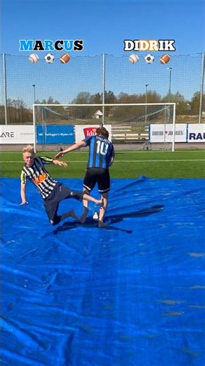 1v1 Slip and Slide Football Challenge ⚽️😂 #shorts