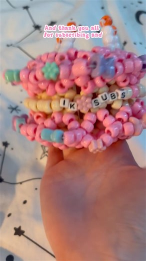 making a kandi cake cuff for 1k subs! #kandi #bracelet #kandikid #beads #fyp #preppy #scenecore