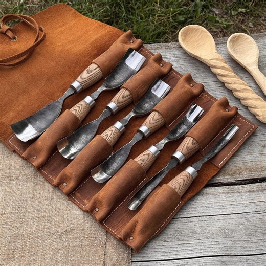 Wood Carving Bent Gouges, Hand-forged Carbon 52100 Steel Blade, Gift for Carver - Etsy