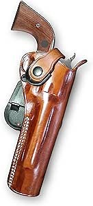 Hulara Full Grain DD Harness Buff Leather Western Gun Holster Belt for Men Heritage Rough Rider 357 Magnum Holster Cowboy Gun Belt and Holster 38 Cal Revolver Holster