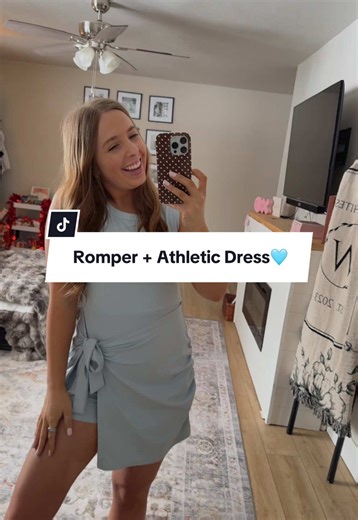Obsessed with this color, this romper athletic dress, and just everything about it🤩🥰 So comfy and cute for spring and summer!! These aren’t gonna last long!!🤭🤭 #springfashion #athleticdress #romper #springoutfit