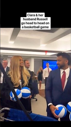 Ciara & her husband Russell go head to head on a basketball game