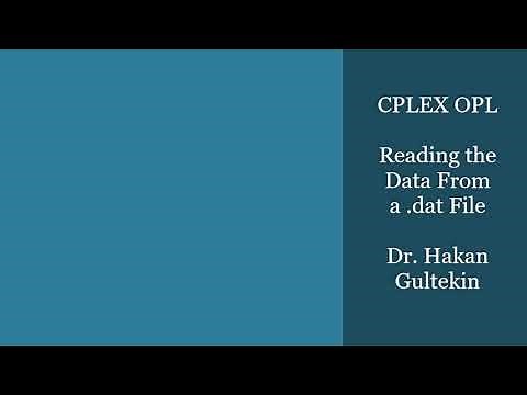 CPLEX OPL Tutorial 04 - Reading Data From .dat File