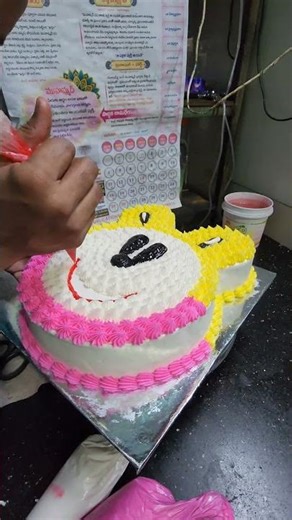 Mickey mouse Pink yellow colour design cake 🍰🎂