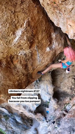 Falling while clipping is every climbers worst nightmare😳 (credit: @antsy__pantsy on ig) #climbing #fail #fall #tryhard #climbinglife #climbingtiktok