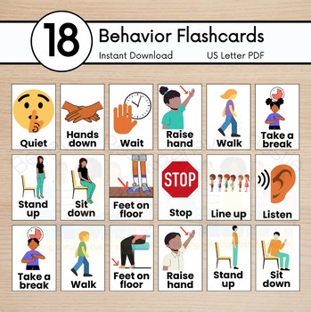 Visual Behavior Cue Cards | Behavior Flashcards for Classroom Expectations