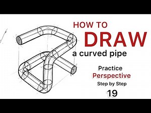 Perspective for Beginners: a curved pipe drawing very fast | part 19|