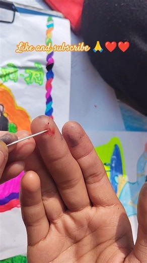 Krishna ji and Radha Ji ki cute drawing creative art by blood 🙏❤️❤️#viral #viralshort