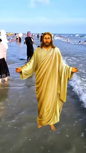 Beach Scene with Engaging Figure in Flowing Robe