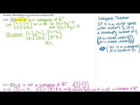 Show a Set IS or IS NOT a Subspace of R^2