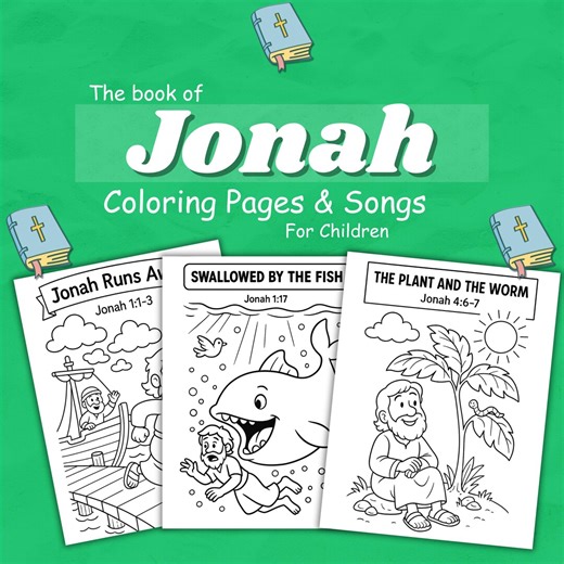 Jonah Bible Coloring Pages and Songs for Kids (instant Download) - Etsy