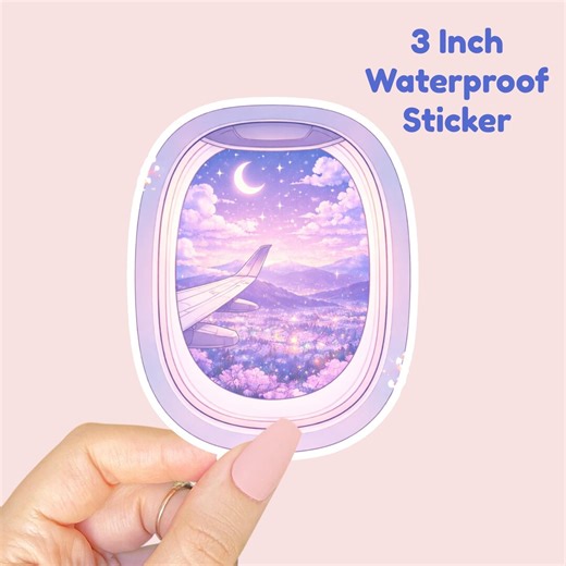 Airplane Window View - 3 Inch Matte Waterproof Sticker, Travel Landscape Decal, Purple Clouds - Etsy