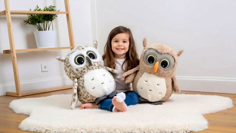 Ryttir 15.7 Inch Chubby Snowy Owl Stuffed Animal, Adventure Stuffed Owl Plush Toy, Brave Boy's and Girl's Room Decor, Funny Gift for Kids and Women