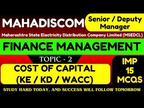 Cost of Capital MCQS | Finance Management 2026 | Mahadiscom Deputy Manager Finance and Accounts