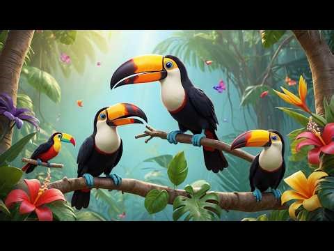 Five Little Toucans Perching on Branches | Colorful Bird Songs & Nursery Rhymes