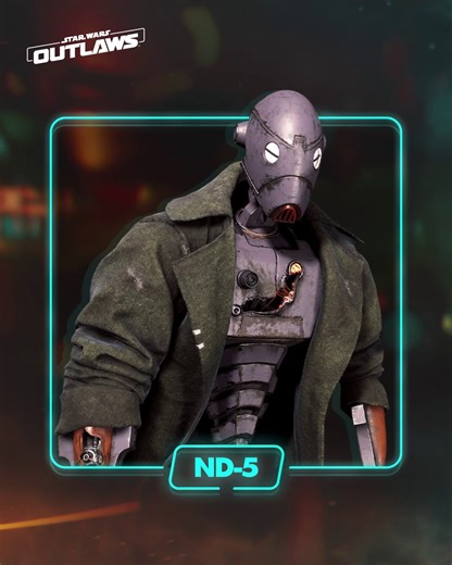 ND-5 is BX Commando Droid from the Clone Wars. He will join Kay Vess crew to ensure the completion of the heist. Read more 👉🔗 ubi.li/MlFDM | Ubisoft UK