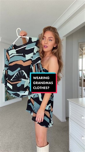 Outfit 1 or 2? 🤷‍♀️ styling outfits out of my grandmas closet #fashiontok #outfitchallenge #challenge