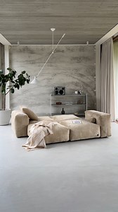 configure your sofa, shape your space to recreate this look in cord velours sand you need: 4x Sofa Modules (S) 2x Side Elements (small) 1x Big Pillow 1x Noodle #vetsak #vetsaksofa #interiordesign | Vetsak South Africa