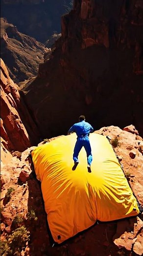 This cliff jump nearly went wrong 😰 #BasJump #ExtremeSports #DareDevil