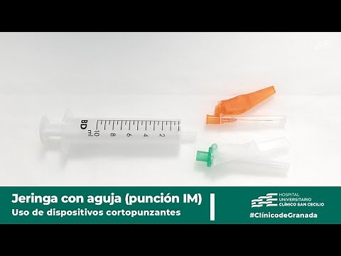 Jeringa con aguja (punción IM) - Uso de dispositivos de bioseguridad cortopunzantes