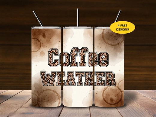 Leopard Print Coffee Weather Tumbler Wrap, 20oz Skinny Sublimation Design (digital Download) - Etsy