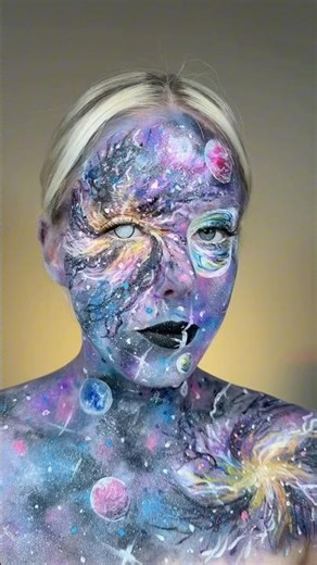 INSANE GALAXY MAKEUP TUTORIAL 🌌🪐✨! #galaxy #creativemakeup #transformation