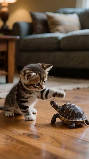 🐱 Cat Meets Turtle: A Tiny Friendship Begins