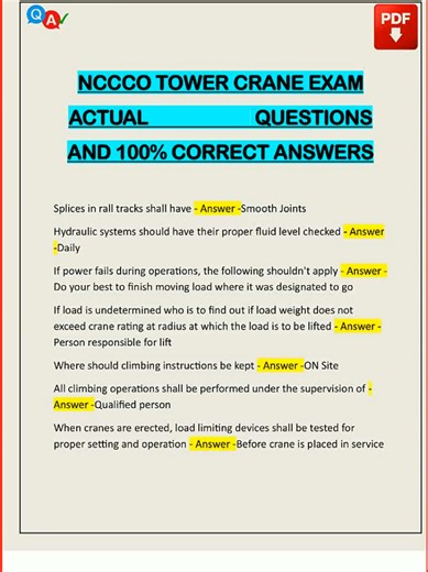 ✅ “100% CORRECT answers to ACTUAL NCCCO Tower Crane exam questions (2026). I didn’t just pass—I aced it using these exact questions. No fluff. No rumors. Just the real test verified answers. 👇 SAVE THIS NOW—your certification (and paycheck) depends on it. #NCCCO #TowerCrane #CraneOperator #HeavyEquipment #TradeTok #CertificationExam #NCCCOCore”