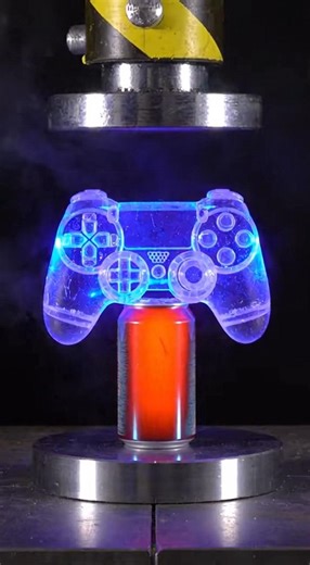 Hydraulic Press vs. Neon Ghost Controller... and a Soda Can?! 🥤💥 #hydraulicpress