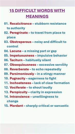 15 Difficult Words With Meanings. Learn Advanced English Vocabulary. English Lesson