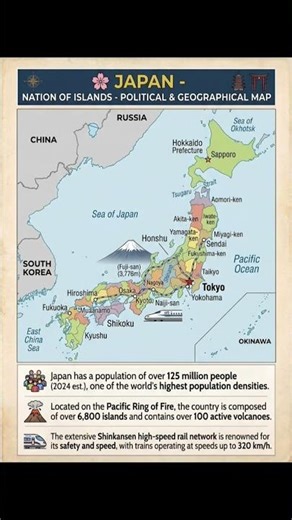 Geographic map of Japan || Map of Japan #gk #map #upsc #geography
