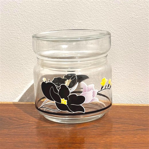 1980s Floral Glass Apothecary Jar. Anais, Luminarc France. - Etsy