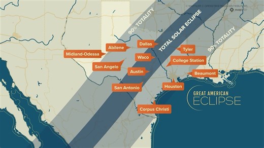 See the exact times for today's solar eclipse in Texas