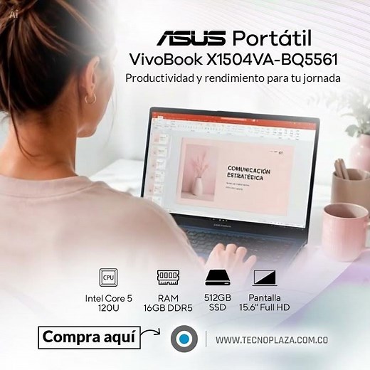 Portátil ASUS Vivobook X1504VA-BQ5561 | Intel Core 5 120U | 16GB RAM DDR5 | 512GB SSD | 15.6” FHD