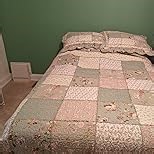 Brandream Patchwork Quilts Cotton Queen Size Country Rustic Rose Floral Bedding Coverlet Set 3-Piece Pale Yellow