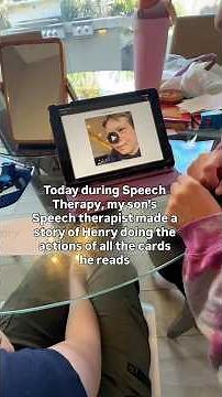 Using the Pictillo App, my son’s Speech Therapist makes a story for him, he helps. #autism #aac