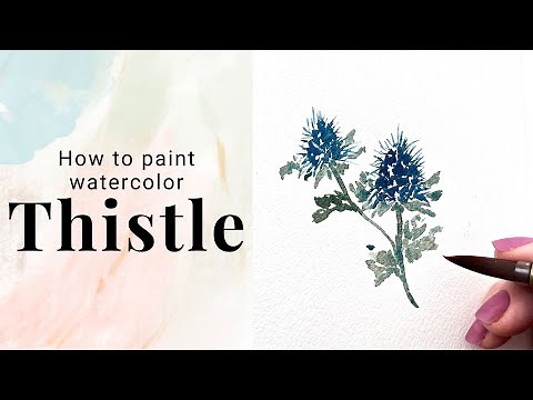 How to paint loose Thistle in watercolor - watercolor flower tutorial - day 21
