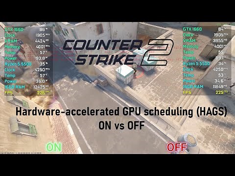 Counter Strike 2 | Hardware-accelerated GPU scheduling (ON vs OFF) | Ryzen 5 5500 + GTX 1660